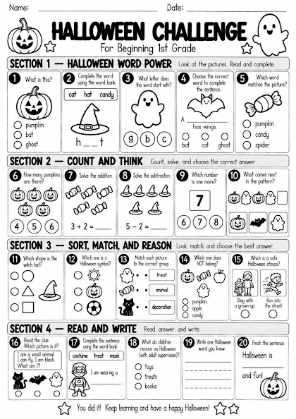 Halloween Challenge Worksheet