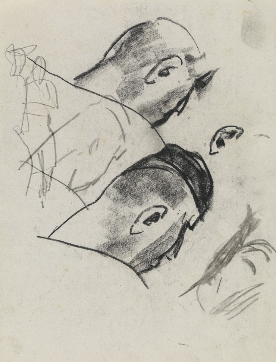 Studieblad met schets van een man 20th century