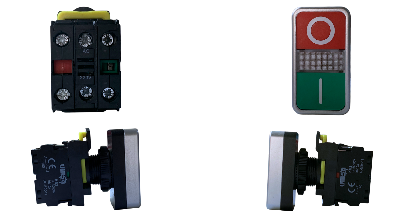 Illuminated On Off Flush Button Green +  Red 220VAC 1N/O + 1N/C