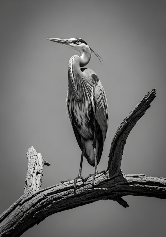 Monochromatic Great Heron Portrait