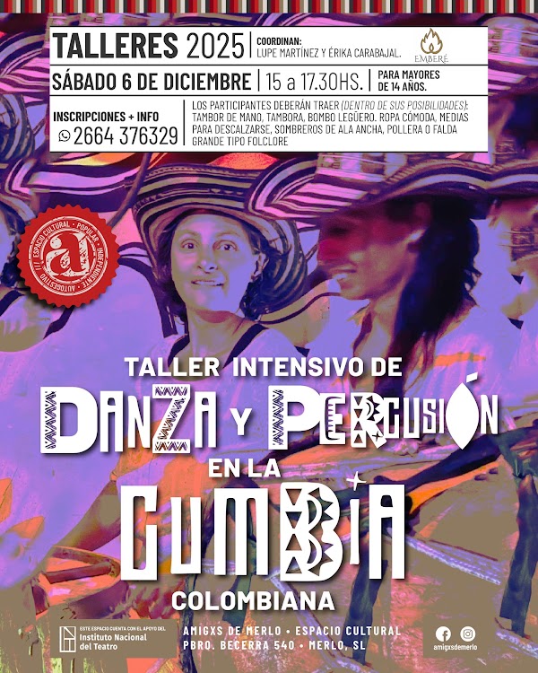 TALLER INTENSIVO DE DANZA Y PERCUSIÓN EN LA CUMBIA COLOMBIANA