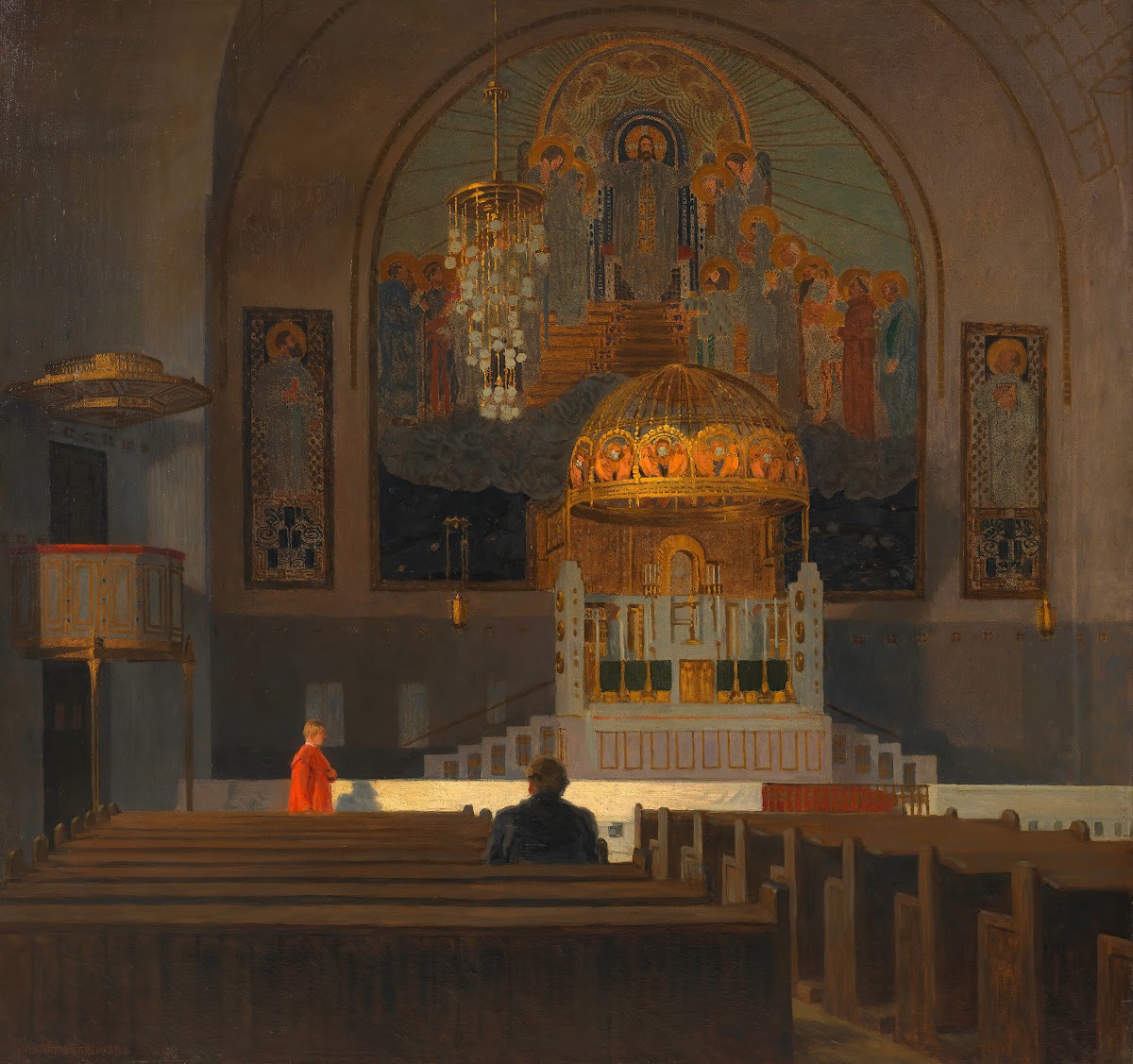 Inneres der Kirche am Steinhof ca 1925