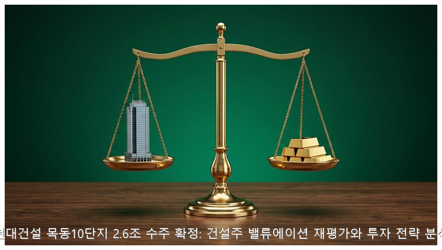 현대건설 목동10단지 2.6조 수주 확정: 건설주 밸류에이션 재평가와 투자 전략 분석