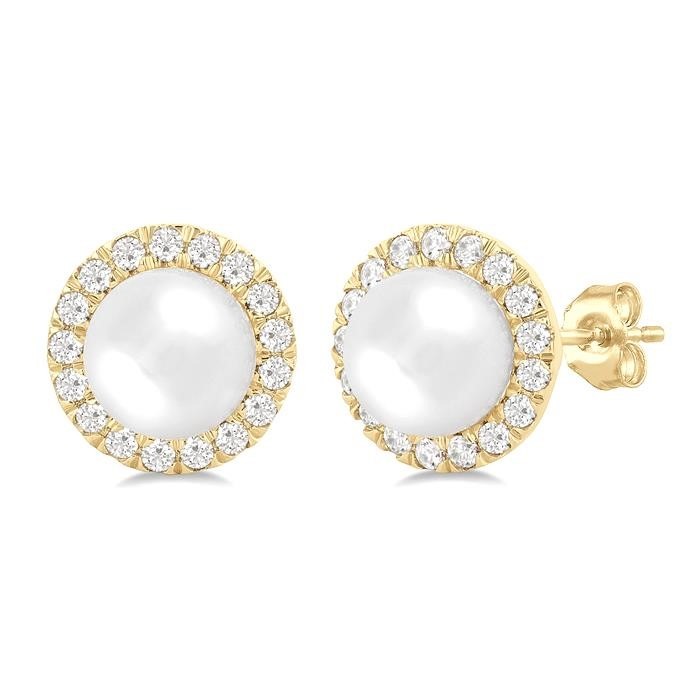 Pearl & Halo Diamond Earrings 565A6DHTGERWPYG