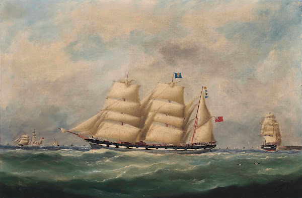 The John Paterson In Three Positions Off Le Havre 1885