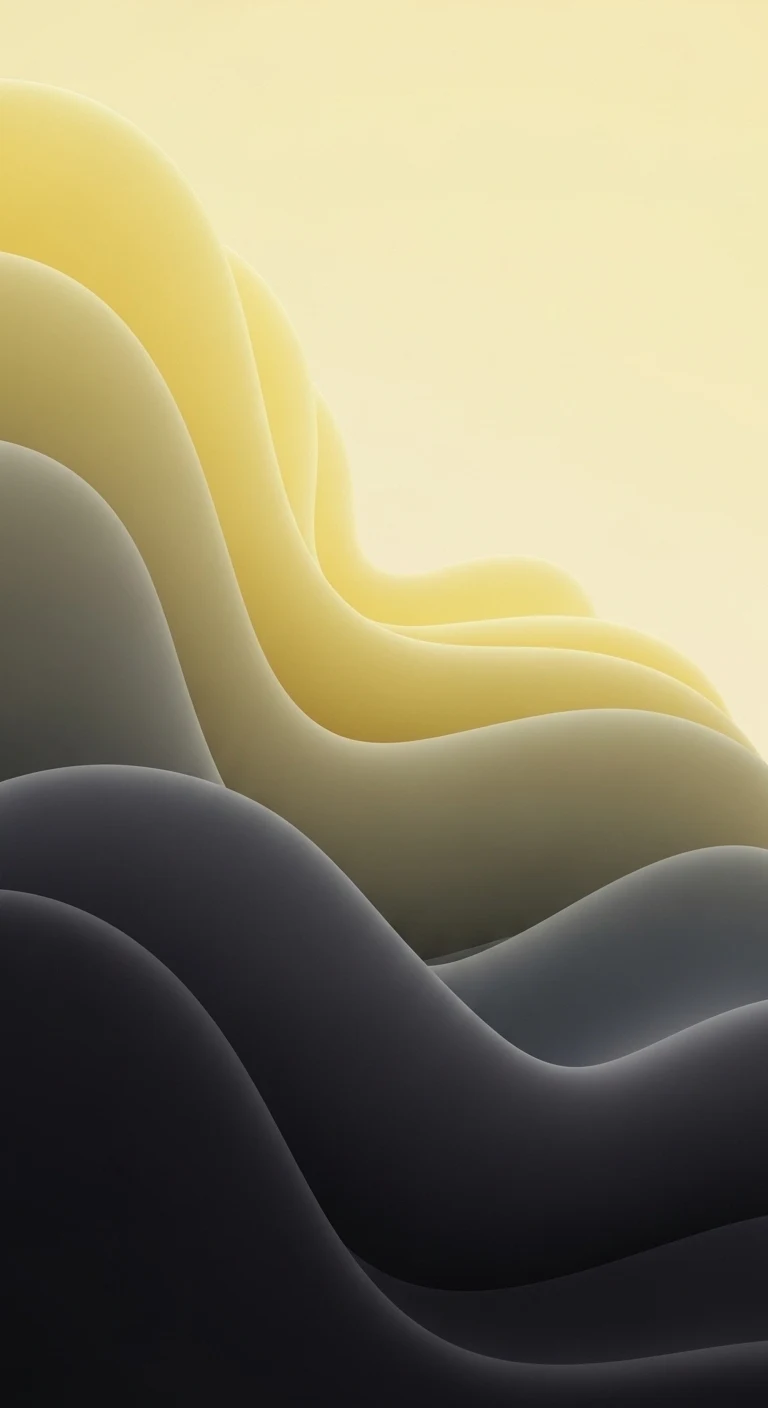 Minimalist Abstract Waves in Yellow and Gray - Free 4K mobile Wallpaper