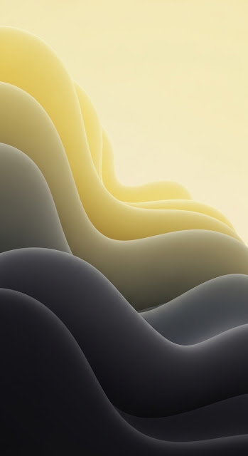 Minimalist Abstract Waves in Yellow and Gray - Free mobile Wallpaper