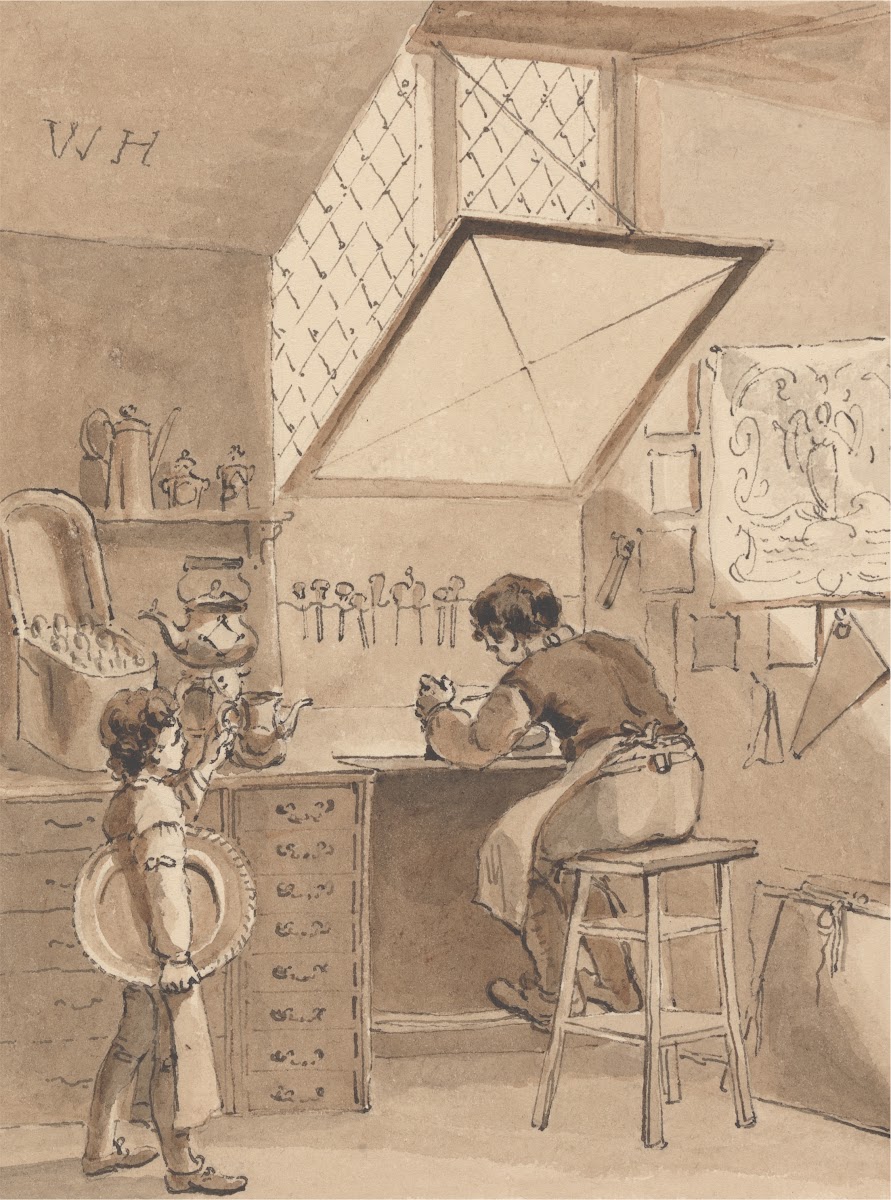 Hogarth Engraving His Masters Shop bill the Sign of the Angel 1817