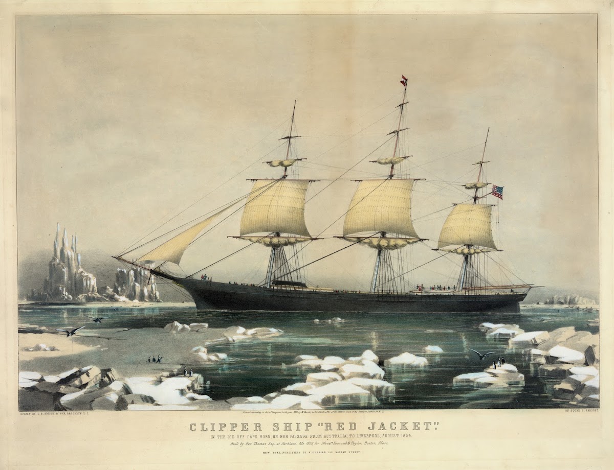 Clipper ship Red Jacket In the ice off Cape Horn on her passage from Australia t