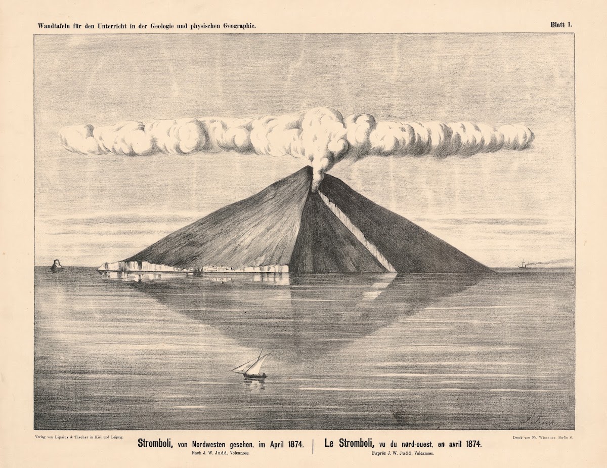 Stromboli von Nordwesten gesehen im April 1874 1889
