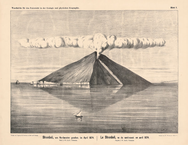 Stromboli von Nordwesten gesehen im April 1874 1889