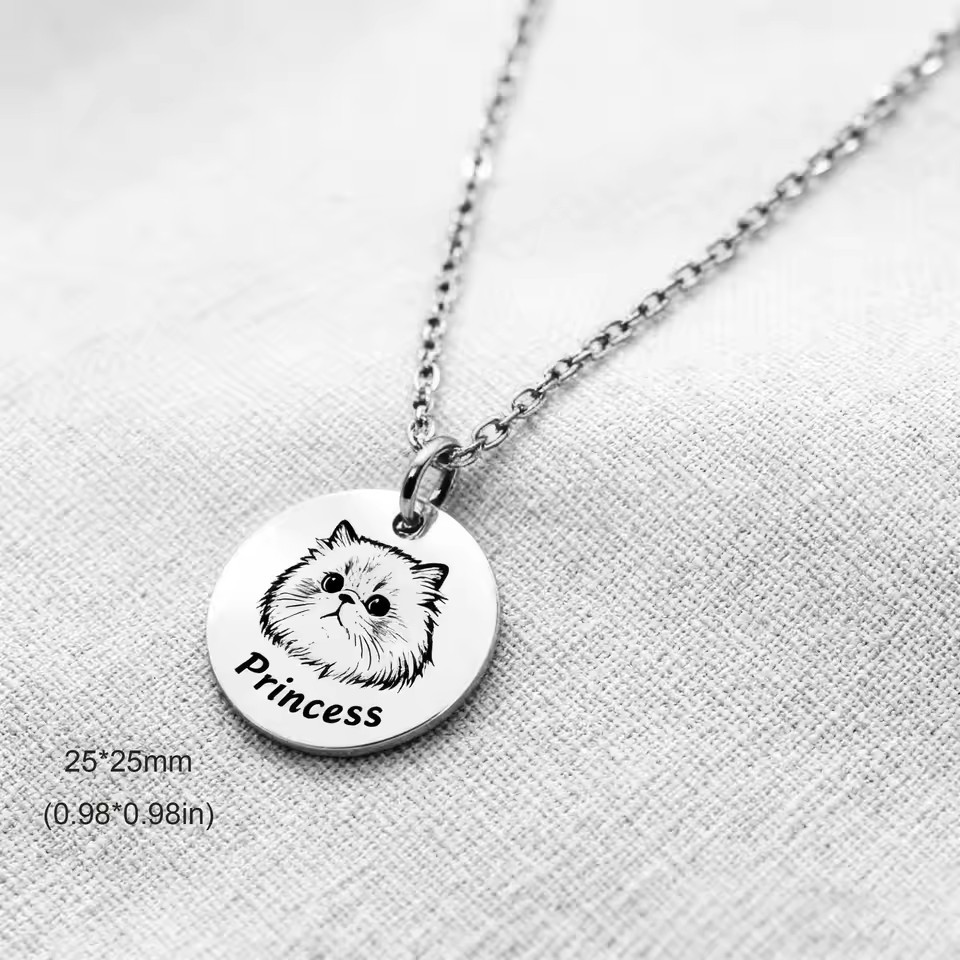 Stainless Steel Pendant Necklace with Laser Engraving