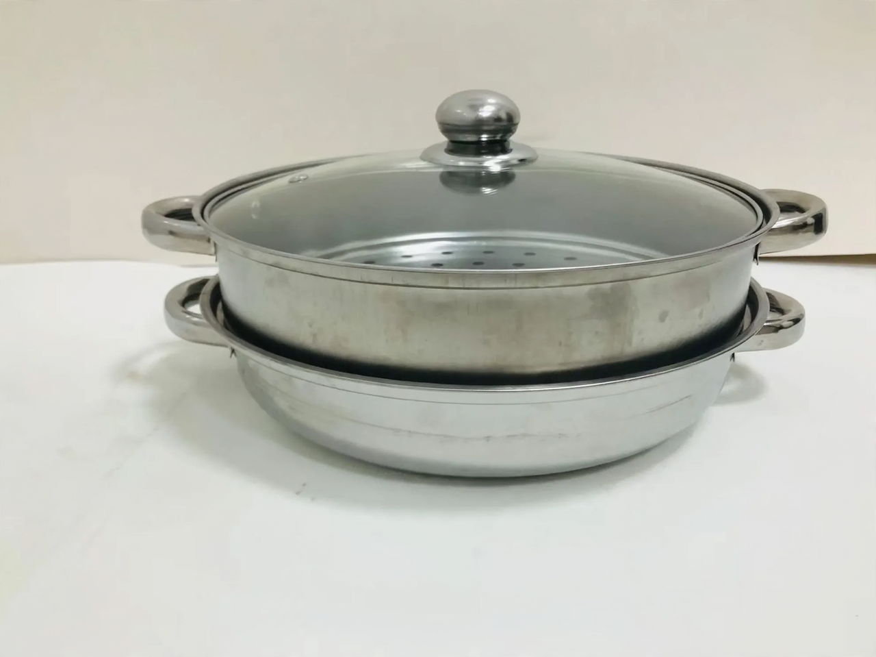 Stainless Steel Soup Pot, 28 cm, Double-Walled, Glass Lid