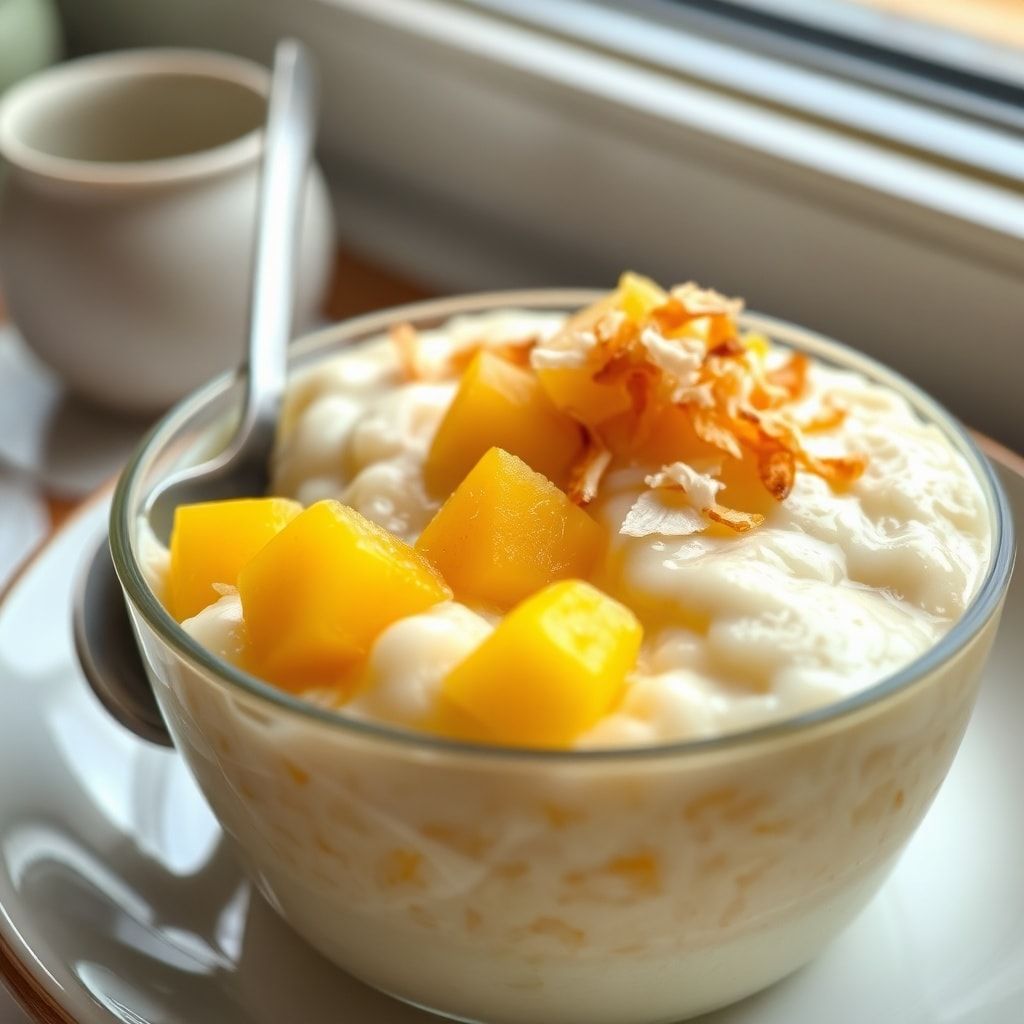 Creamy Mango Coconut Rice Pudding Recipe – Easy Homemade Dessert in 40 Min finished