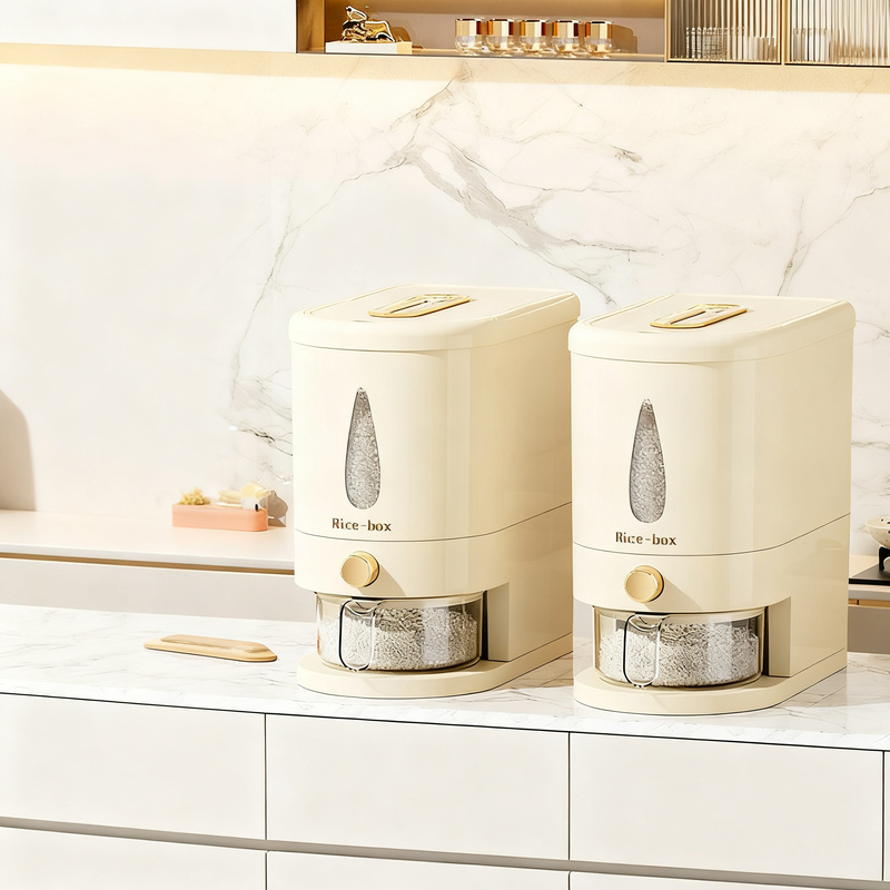 Plastic rice container with pressure seal, airtight