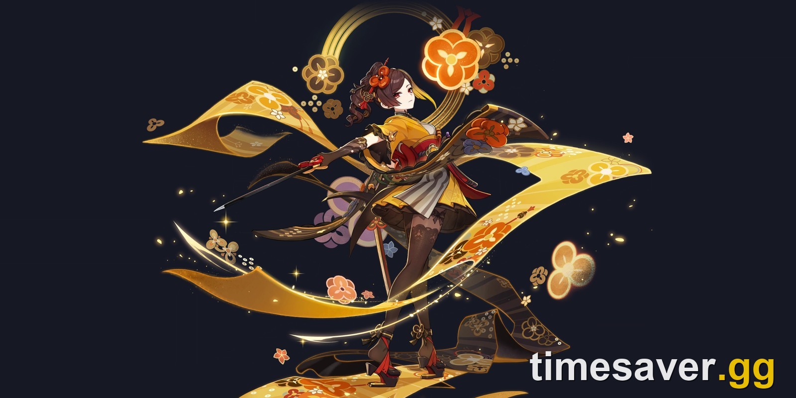 Official Genshin Impact wish art of Chiori, a Tabletop Troupe pick that is also on the Stella Fortuna redemption list