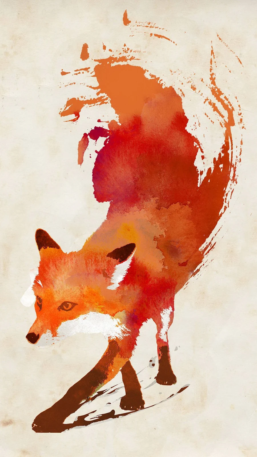 A Cool Fox Sumi E, Painting, Art, Poster, Watercolor Painting Full HD iPhone Wallpaper for Free Download in High Quality [1080x1920]