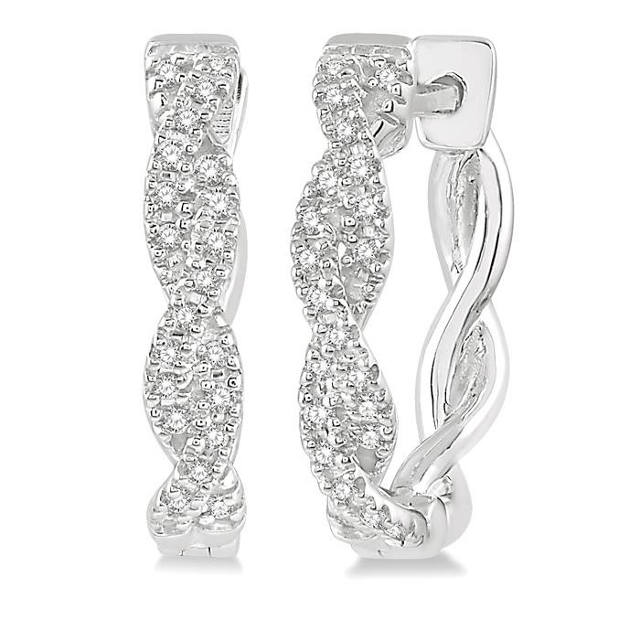 Diamond Hoop Earrings 631A7DHTSERWG
