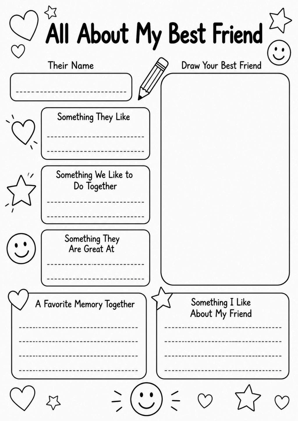 All About My Best Friend Worksheet