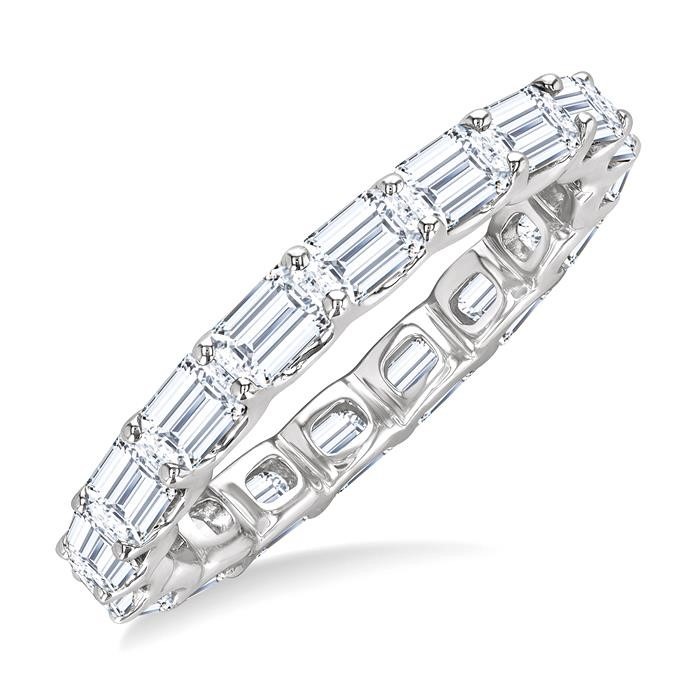Emerald Shape East-West Eternity Diamond Wedding Band