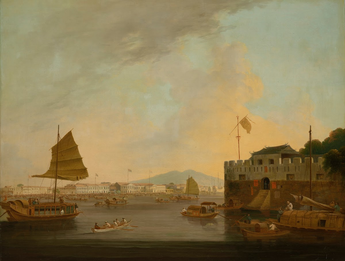 The European Factories and Dutch Folly Fort Canton from the southwest side of th