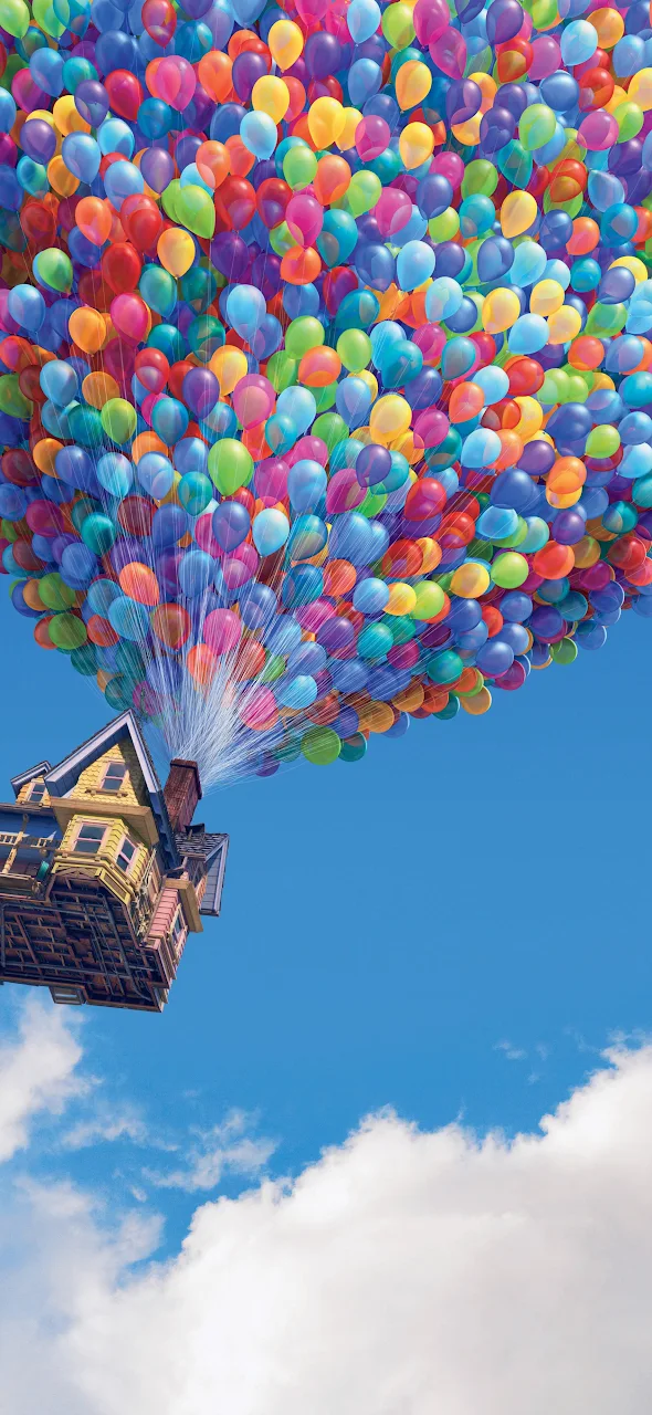 Pixar, Ellie Fredricksen, Cloud, Blue, Balloon 4K iPhone Phone Wallpaper