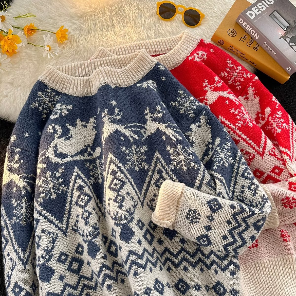 Men's knitted sweater, loose fit, warming
