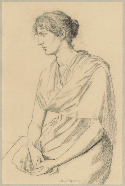 Study of a sitting woman in an antiquising costume 1880   1900