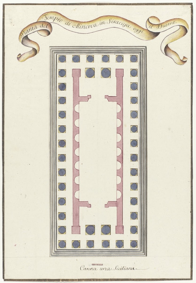 Plattegrond van Minerva tempel te Syracuse 1778