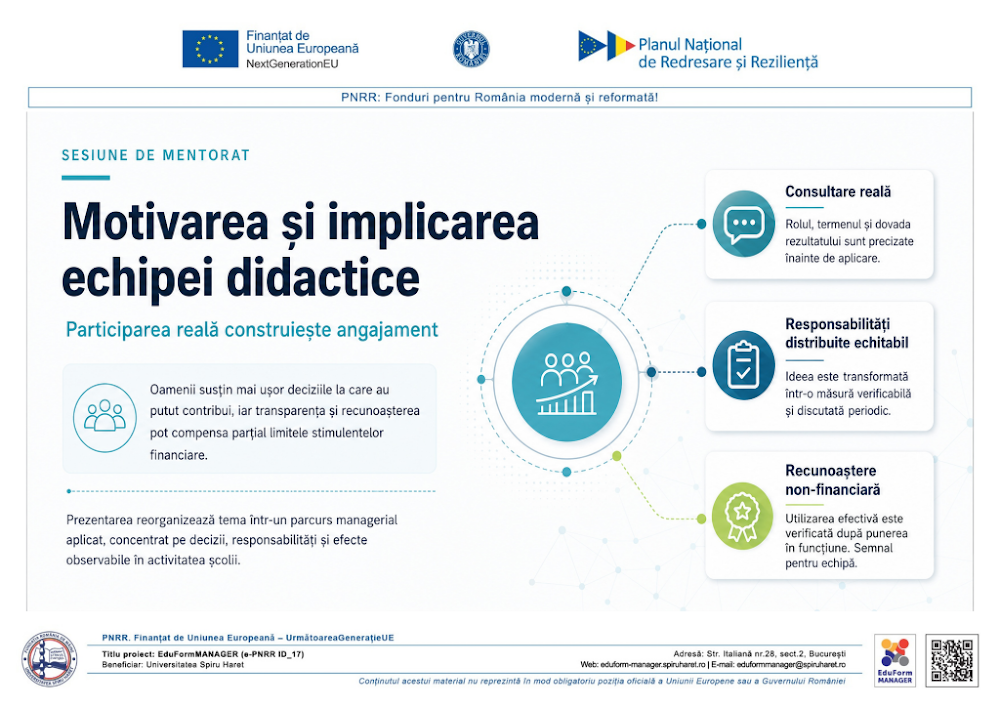 Coperta ghidului Motivarea și implicarea echipei didactice în procesul decizional