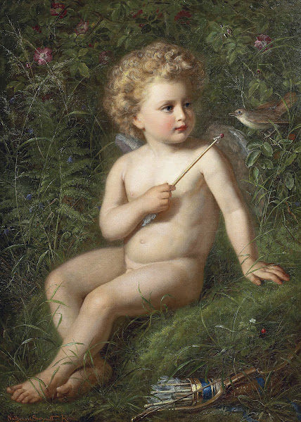 Putto Feeding A Strawberry To A Bird