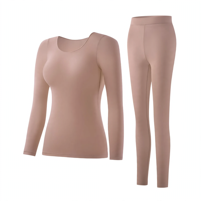 Women's thermal underwear set, ultra-thin, round neck