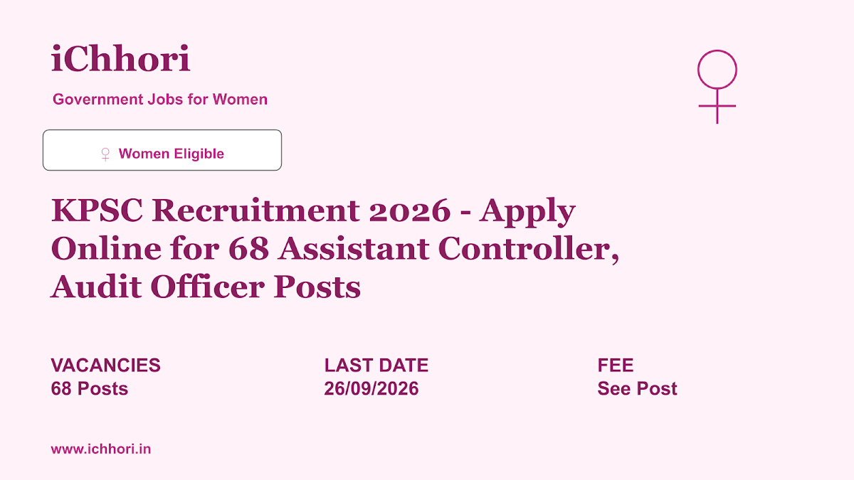 KPSC Recruitment 2026 - Apply Online for 68 Assistant Controller, Audit Officer Posts - iChhori