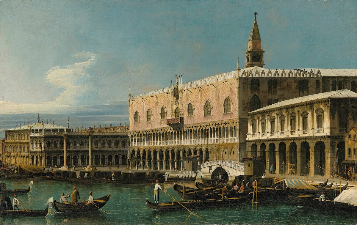 Venice A View Of The Molo Looking West With The Palazzo Ducale And South Side Of