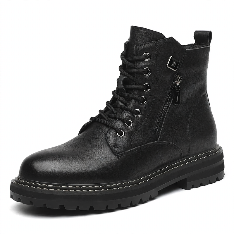 Herren-Lederstiefel, Echtleder, gefüttert, robust