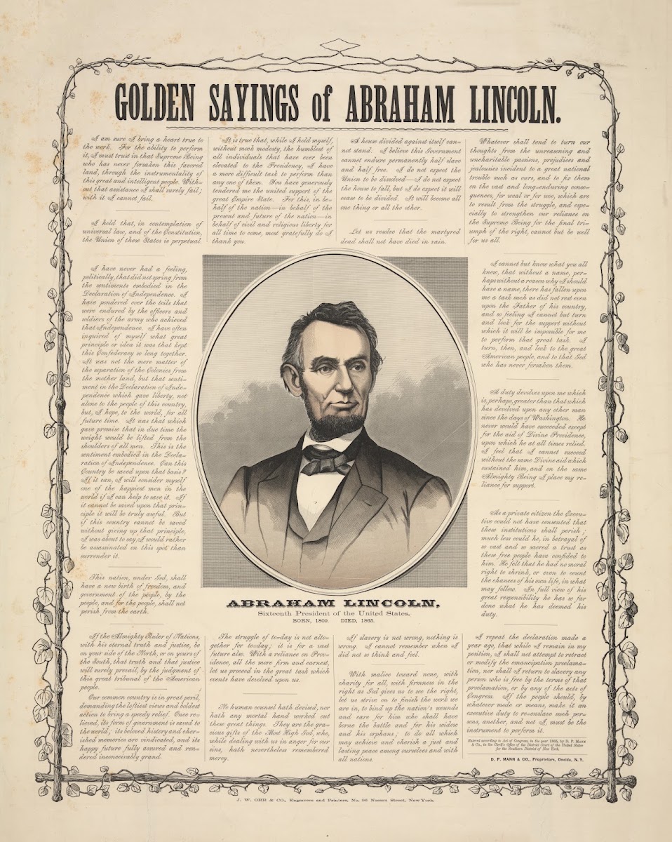 Golden sayings of Abraham Lincoln 1865