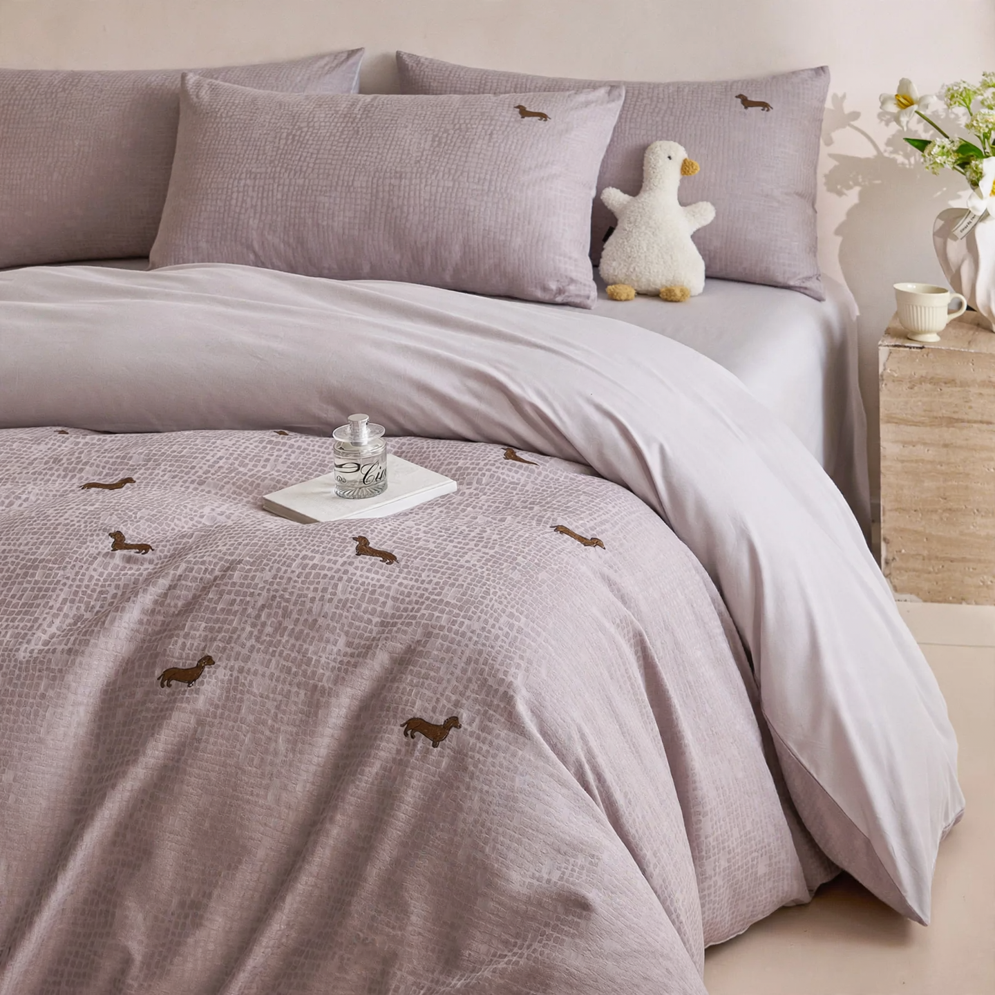Cotton bedding set, 4-piece, cartoon pattern
