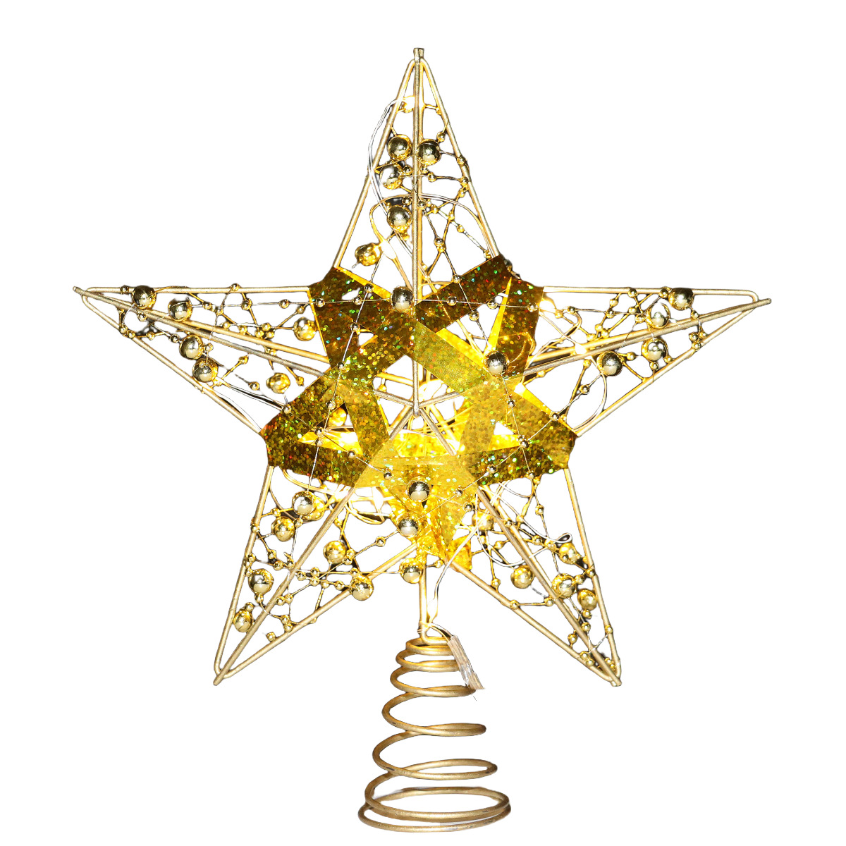 Weihnachtsbaum-Sternaufsatz aus Eisen, beleuchtet