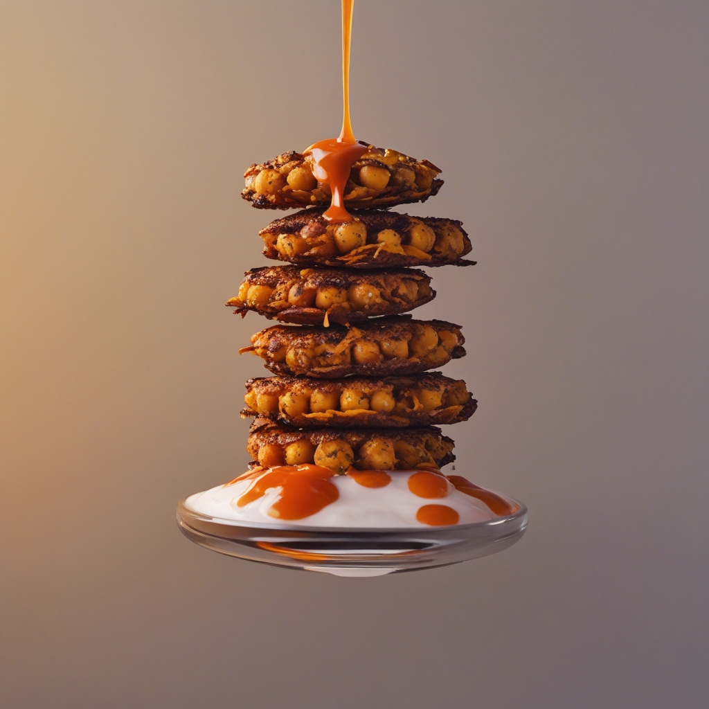 Final Spiced Chickpea & Sweet Potato Power Fritters with Creamy Harissa Yogurt