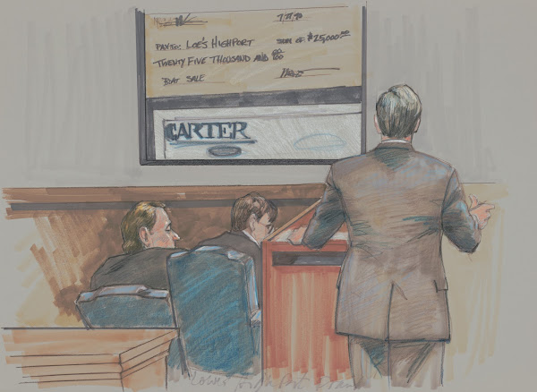 Trial of Blume Loe who was charged with defrauding the government 1998