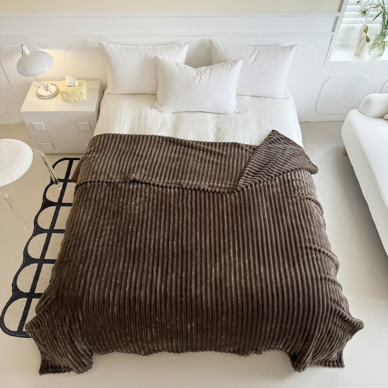 Fluffy flannel throw blanket, solid color, various sizes