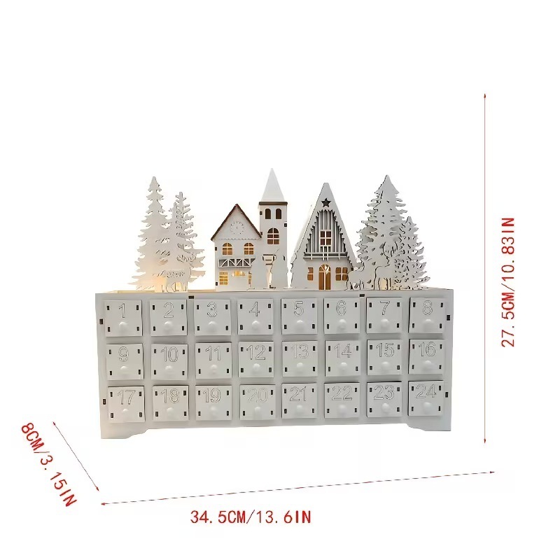 Christmas Advent Calendar made of wood, 24 compartments