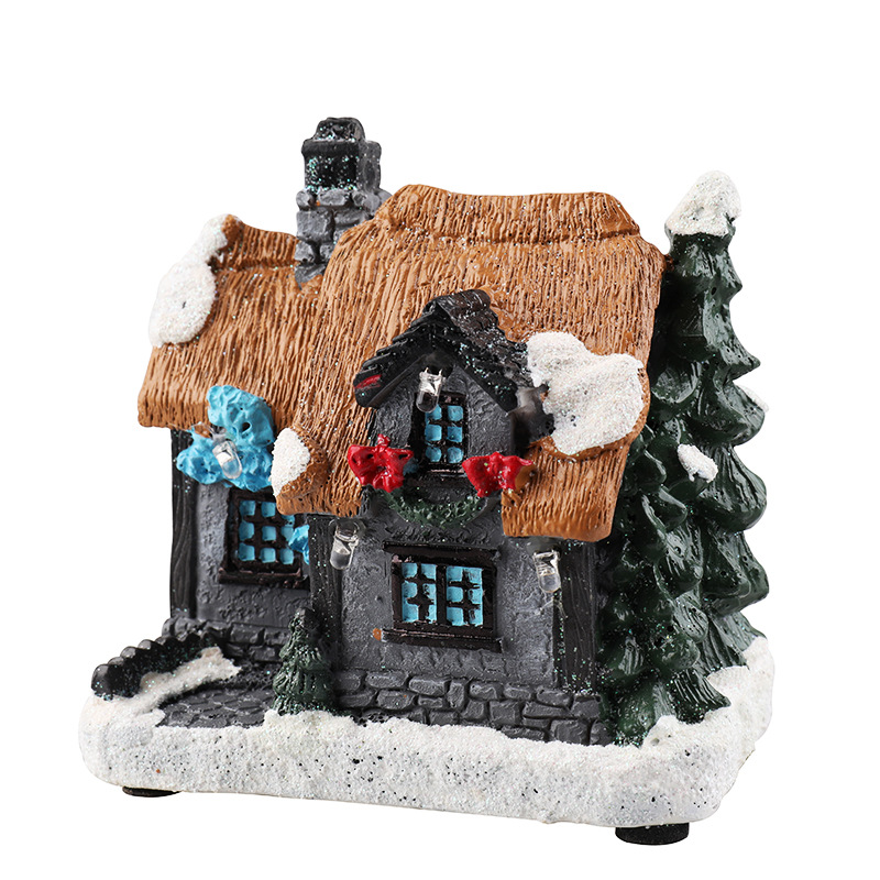 Illuminated Miniature Christmas House made of Resin