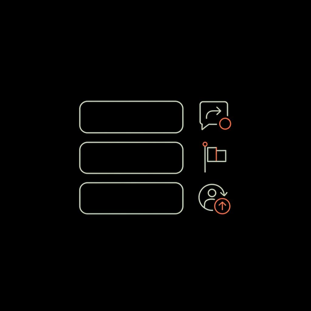 Minimal vector dashboard showing reply, flag, and profile-update icons on black background representing employer responses — how long do Glassdoor reviews stay on site