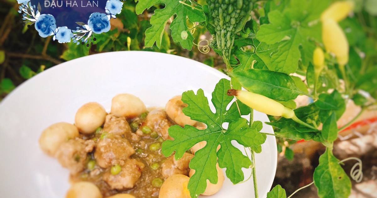 Thịt kho trứng cút đậu Hà lan