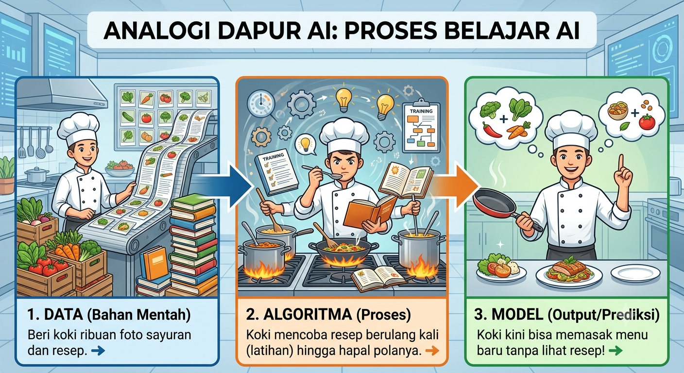 Analogi AI belajar lewat data