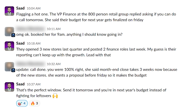 Client message in Slack