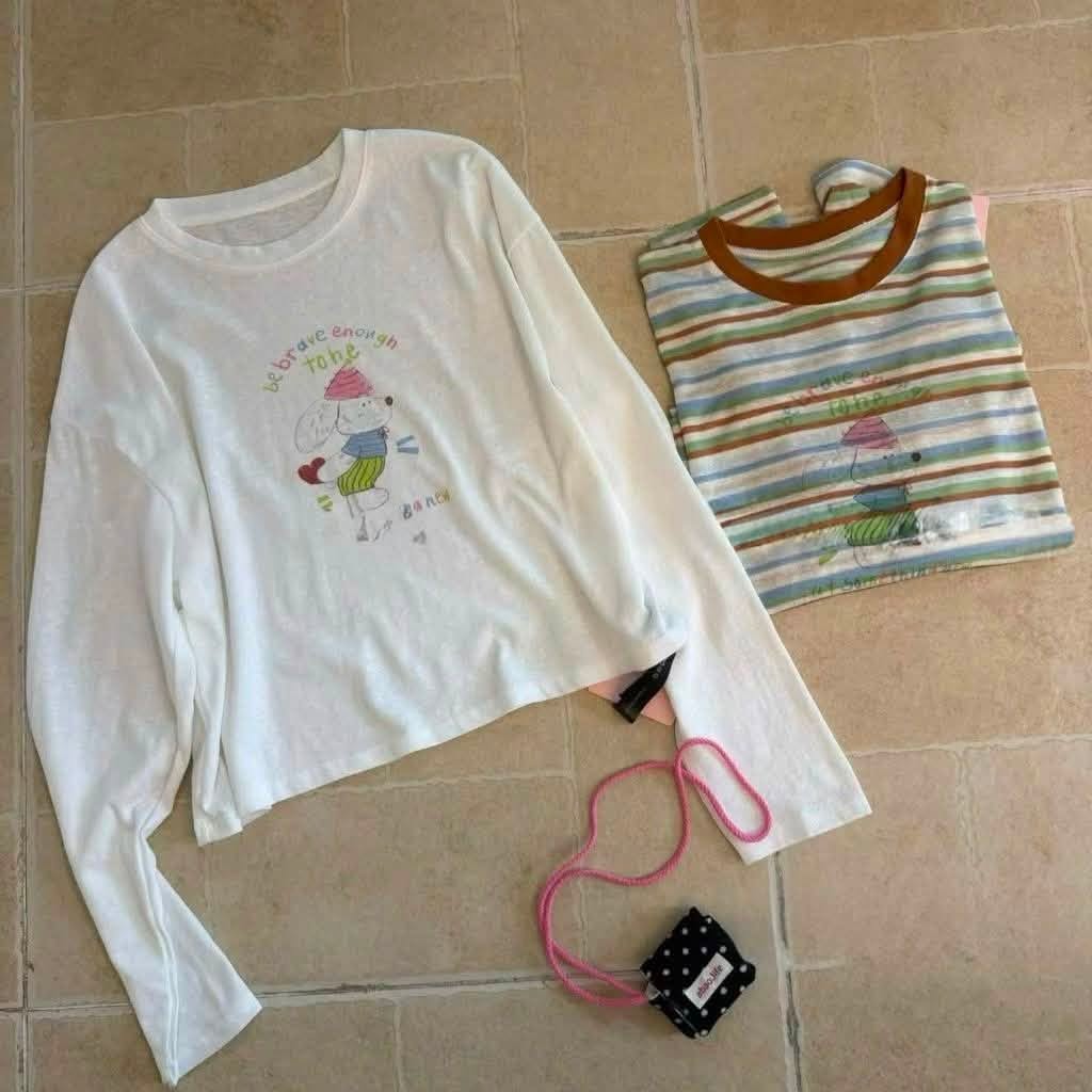 Áo thun dài tay in hình chú chó cầm trái tim XONXEN SHOP 6023 – Image 4