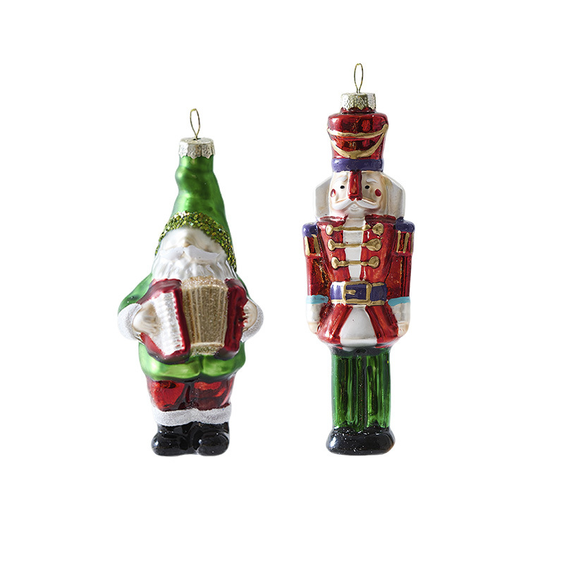 Weihnachtsbaum-Anhänger aus Glas, handbemalt, verschiedene Motive