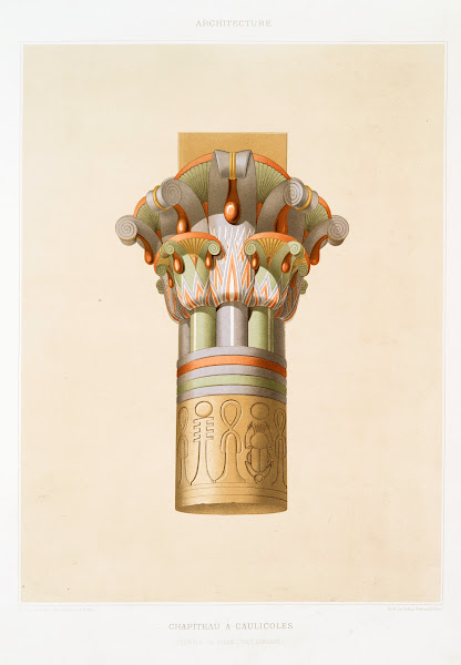Architecture chapiteau à caulicoles Temple de Philæ  XVIIIe dynastie 1878